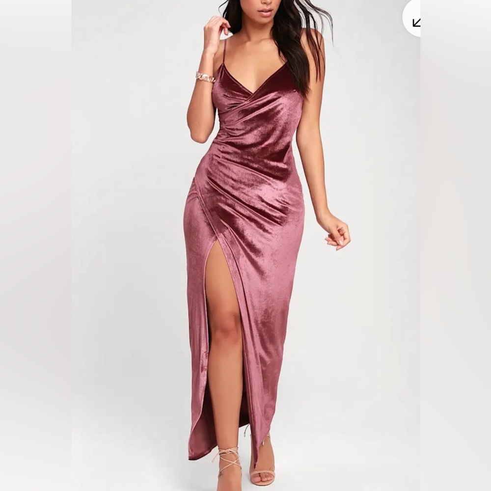 Lulu's Mauve Velvet Maxi Dress